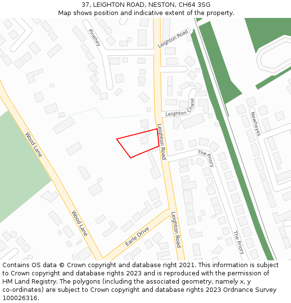 37, LEIGHTON ROAD, NESTON, CH64 3SG: Location map and indicative extent of plot