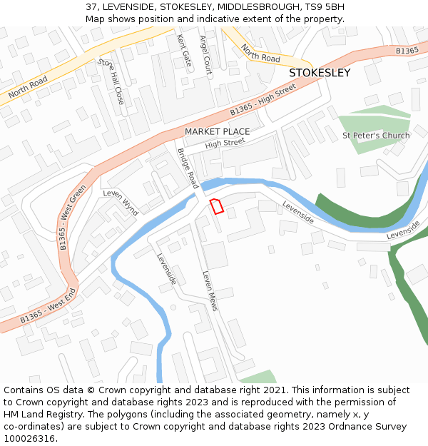 37, LEVENSIDE, STOKESLEY, MIDDLESBROUGH, TS9 5BH: Location map and indicative extent of plot