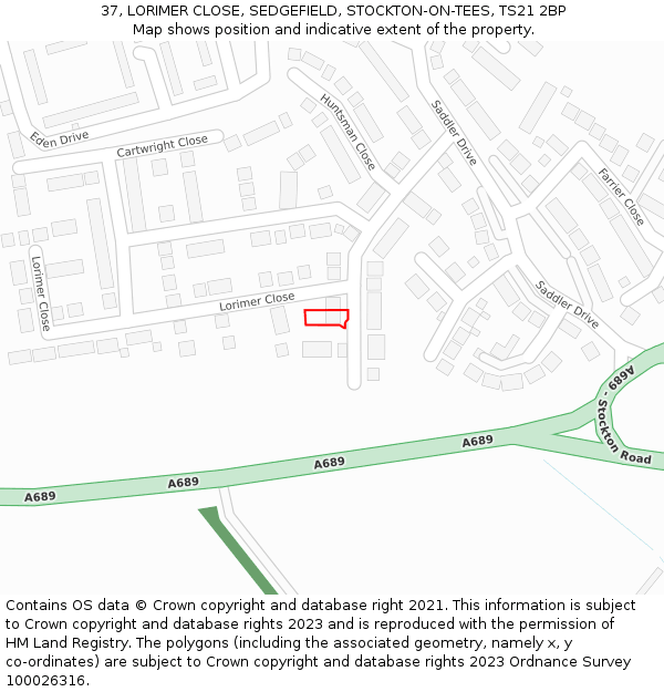 37, LORIMER CLOSE, SEDGEFIELD, STOCKTON-ON-TEES, TS21 2BP: Location map and indicative extent of plot