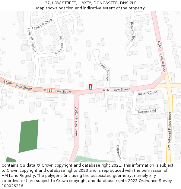 37, LOW STREET, HAXEY, DONCASTER, DN9 2LE: Location map and indicative extent of plot