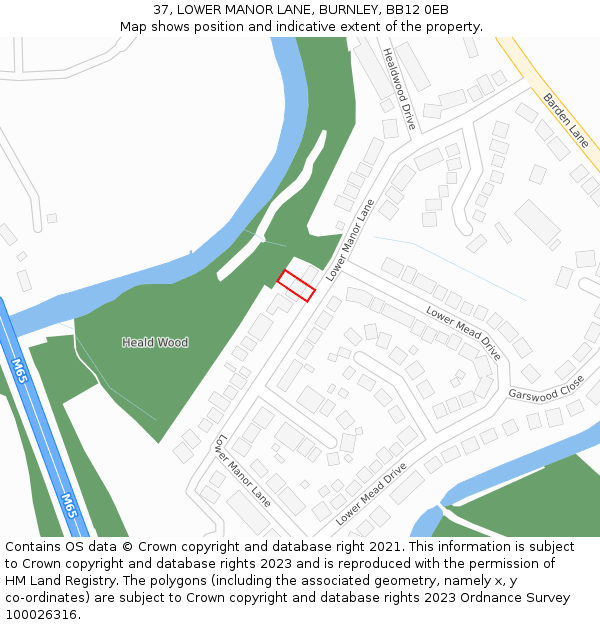 37, LOWER MANOR LANE, BURNLEY, BB12 0EB: Location map and indicative extent of plot