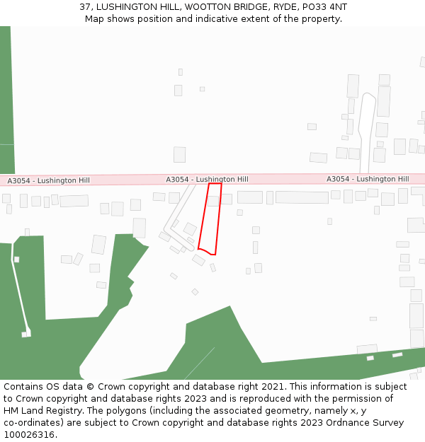 37, LUSHINGTON HILL, WOOTTON BRIDGE, RYDE, PO33 4NT: Location map and indicative extent of plot