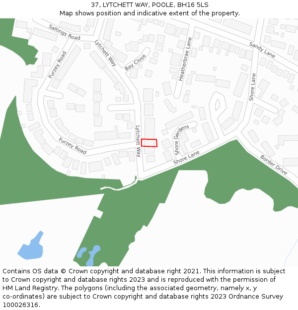 37, LYTCHETT WAY, POOLE, BH16 5LS: Location map and indicative extent of plot