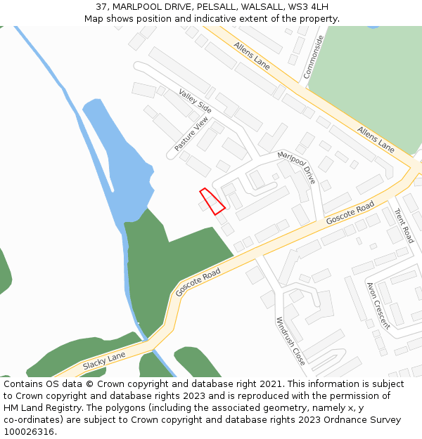 37, MARLPOOL DRIVE, PELSALL, WALSALL, WS3 4LH: Location map and indicative extent of plot