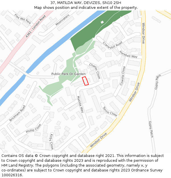37, MATILDA WAY, DEVIZES, SN10 2SH: Location map and indicative extent of plot