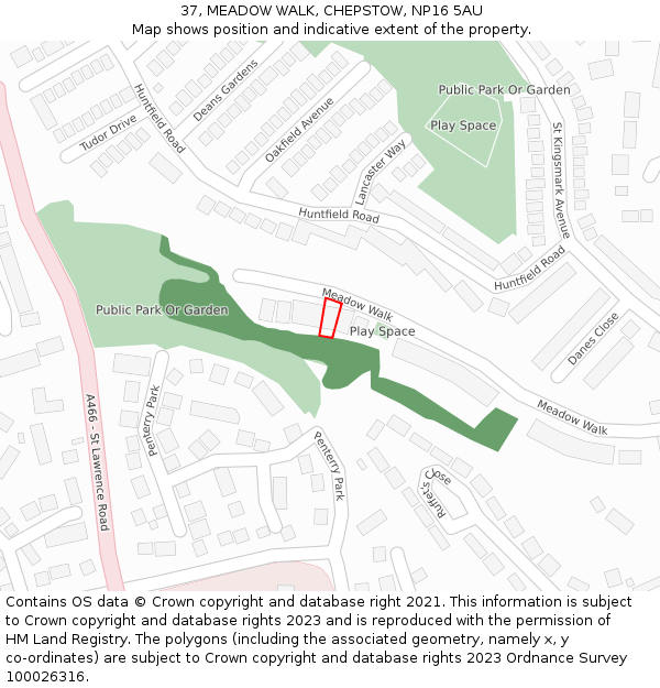 37, MEADOW WALK, CHEPSTOW, NP16 5AU: Location map and indicative extent of plot