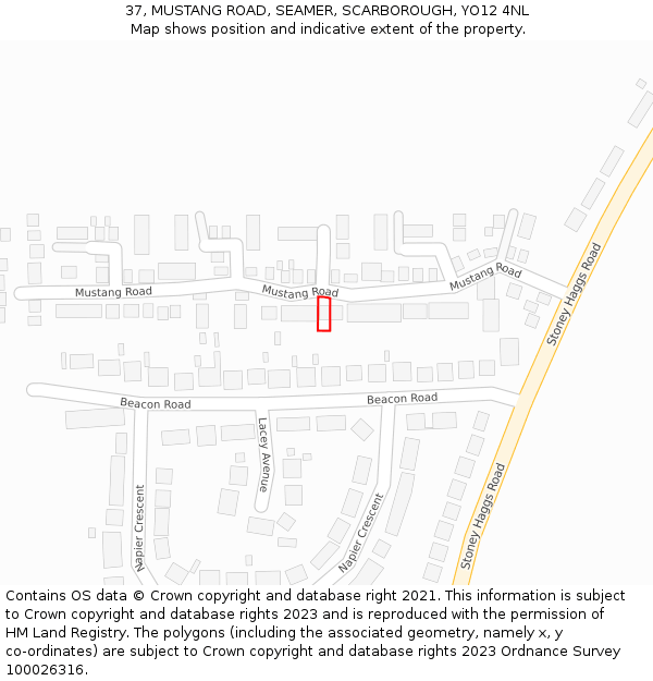 37, MUSTANG ROAD, SEAMER, SCARBOROUGH, YO12 4NL: Location map and indicative extent of plot