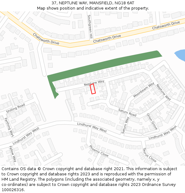37, NEPTUNE WAY, MANSFIELD, NG18 6AT: Location map and indicative extent of plot