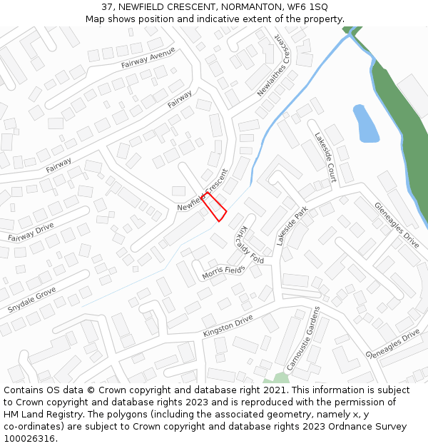 37, NEWFIELD CRESCENT, NORMANTON, WF6 1SQ: Location map and indicative extent of plot