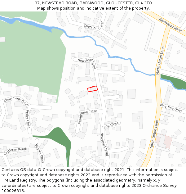 37, NEWSTEAD ROAD, BARNWOOD, GLOUCESTER, GL4 3TQ: Location map and indicative extent of plot