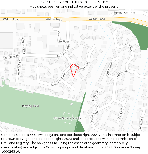 37, NURSERY COURT, BROUGH, HU15 1DG: Location map and indicative extent of plot