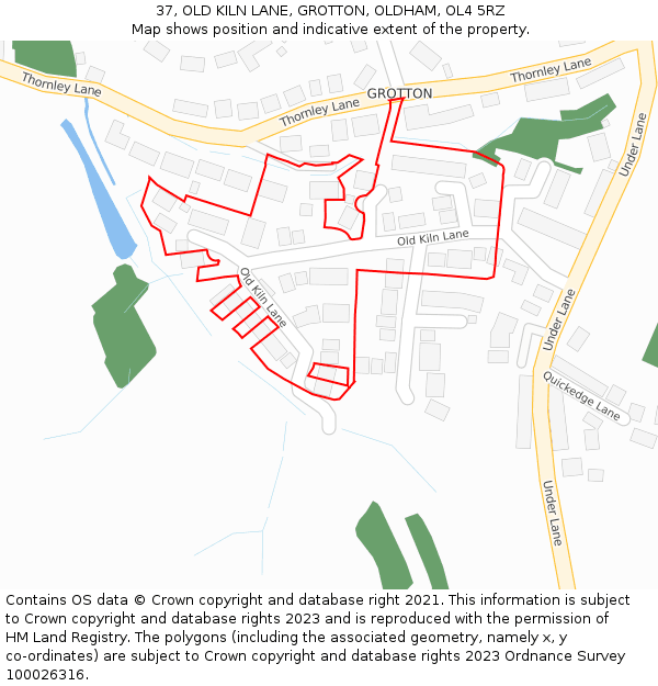 37, OLD KILN LANE, GROTTON, OLDHAM, OL4 5RZ: Location map and indicative extent of plot