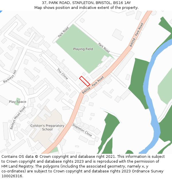 37, PARK ROAD, STAPLETON, BRISTOL, BS16 1AY: Location map and indicative extent of plot