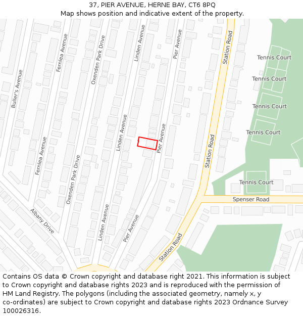 37, PIER AVENUE, HERNE BAY, CT6 8PQ: Location map and indicative extent of plot