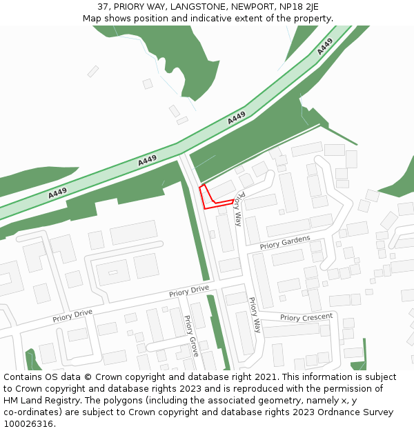 37, PRIORY WAY, LANGSTONE, NEWPORT, NP18 2JE: Location map and indicative extent of plot