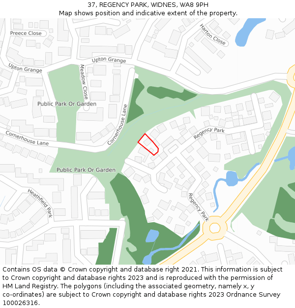 37, REGENCY PARK, WIDNES, WA8 9PH: Location map and indicative extent of plot