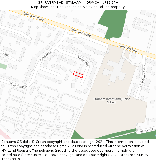 37, RIVERMEAD, STALHAM, NORWICH, NR12 9PH: Location map and indicative extent of plot