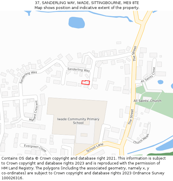 37, SANDERLING WAY, IWADE, SITTINGBOURNE, ME9 8TE: Location map and indicative extent of plot