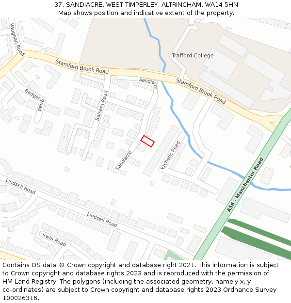 37, SANDIACRE, WEST TIMPERLEY, ALTRINCHAM, WA14 5HN: Location map and indicative extent of plot