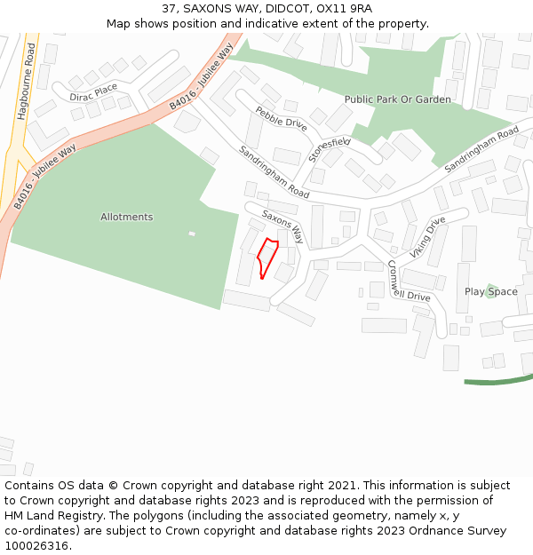 37, SAXONS WAY, DIDCOT, OX11 9RA: Location map and indicative extent of plot