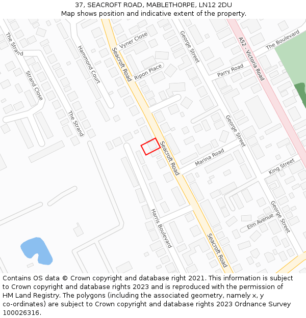 37, SEACROFT ROAD, MABLETHORPE, LN12 2DU: Location map and indicative extent of plot