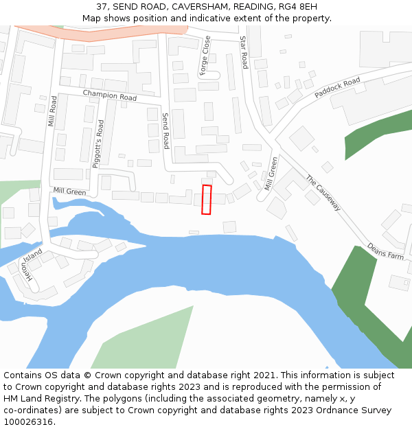 37, SEND ROAD, CAVERSHAM, READING, RG4 8EH: Location map and indicative extent of plot