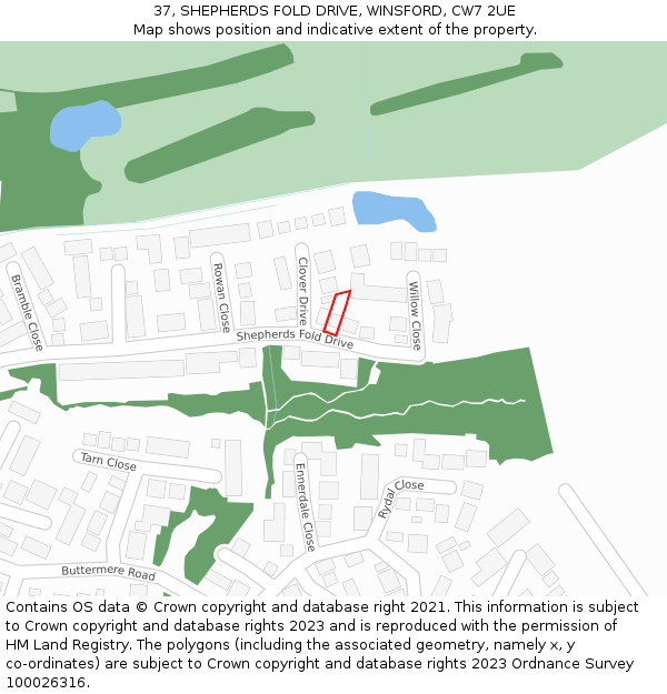 37, SHEPHERDS FOLD DRIVE, WINSFORD, CW7 2UE: Location map and indicative extent of plot