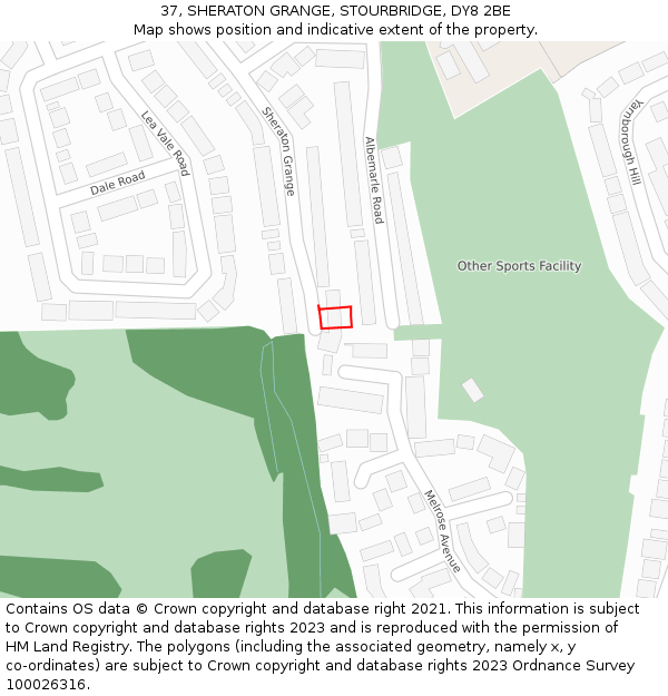 37, SHERATON GRANGE, STOURBRIDGE, DY8 2BE: Location map and indicative extent of plot