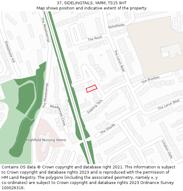 37, SIDELINGTAILS, YARM, TS15 9HT: Location map and indicative extent of plot