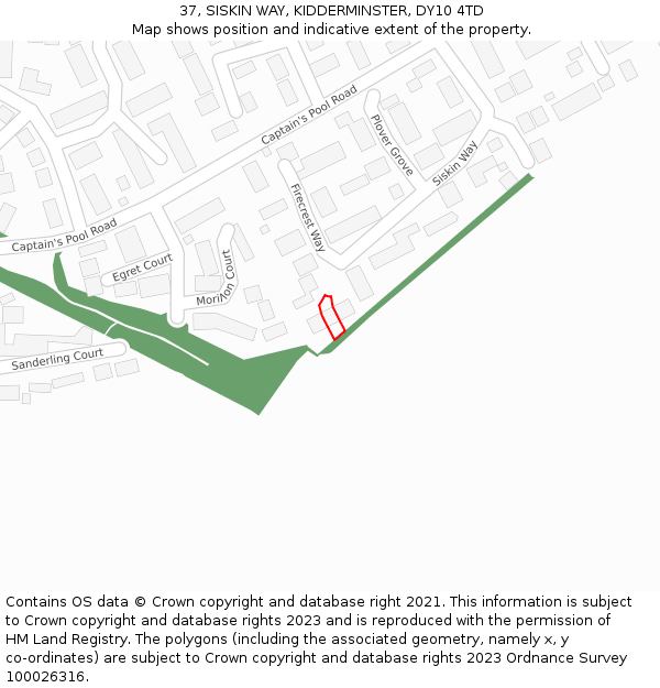 37, SISKIN WAY, KIDDERMINSTER, DY10 4TD: Location map and indicative extent of plot