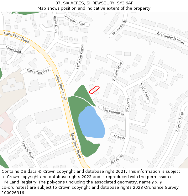 37, SIX ACRES, SHREWSBURY, SY3 6AF: Location map and indicative extent of plot