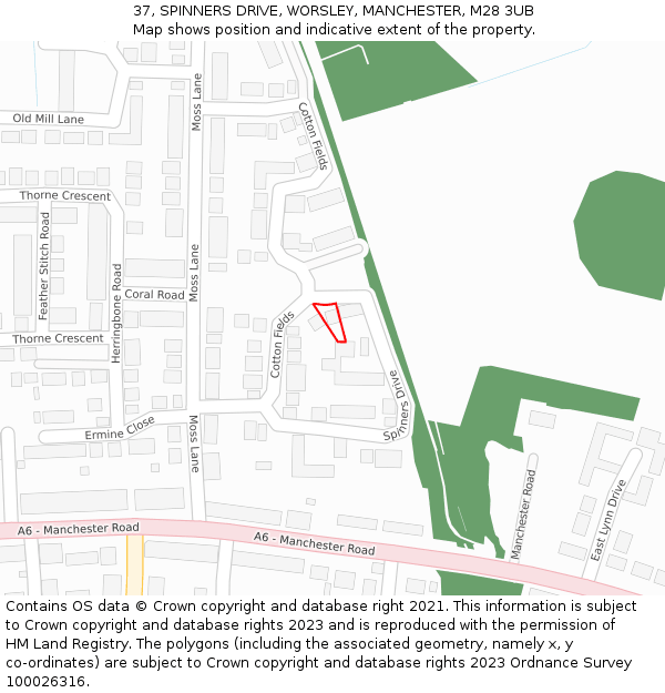 37, SPINNERS DRIVE, WORSLEY, MANCHESTER, M28 3UB: Location map and indicative extent of plot