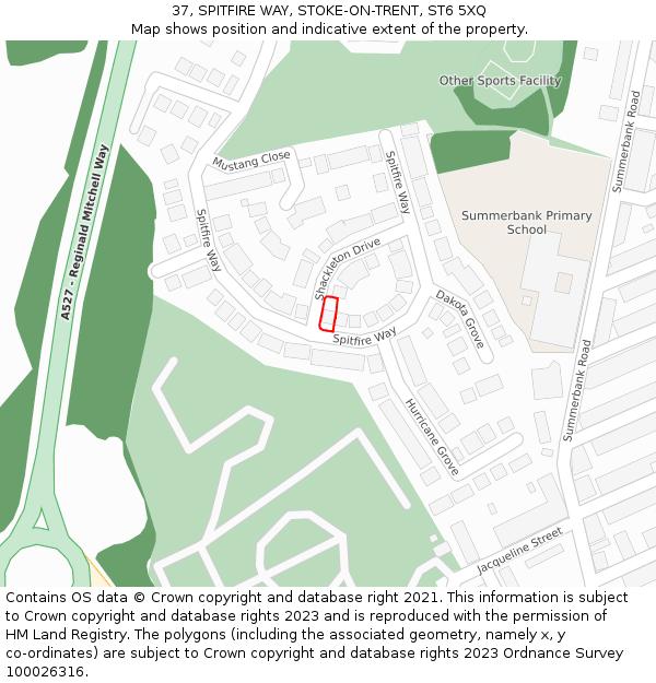 37, SPITFIRE WAY, STOKE-ON-TRENT, ST6 5XQ: Location map and indicative extent of plot