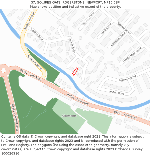 37, SQUIRES GATE, ROGERSTONE, NEWPORT, NP10 0BP: Location map and indicative extent of plot