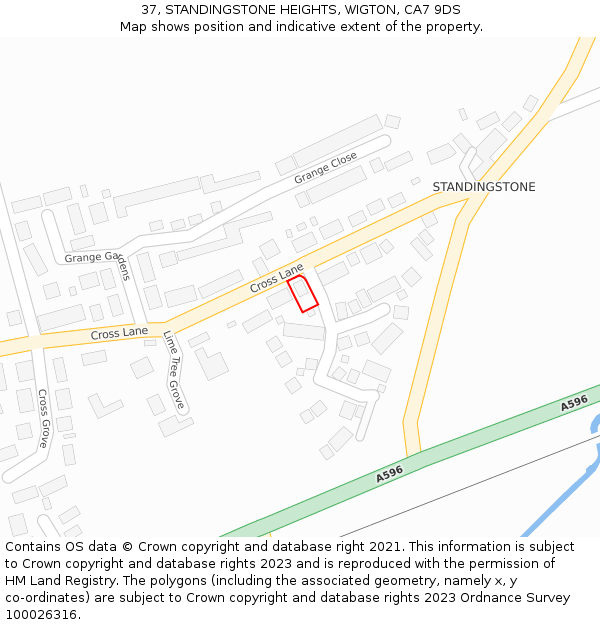 37, STANDINGSTONE HEIGHTS, WIGTON, CA7 9DS: Location map and indicative extent of plot