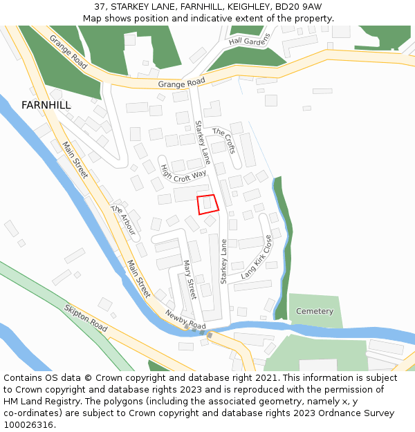 37, STARKEY LANE, FARNHILL, KEIGHLEY, BD20 9AW: Location map and indicative extent of plot