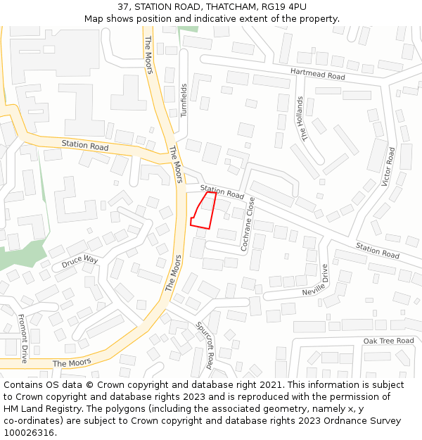 37, STATION ROAD, THATCHAM, RG19 4PU: Location map and indicative extent of plot