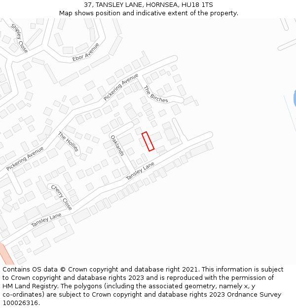 37, TANSLEY LANE, HORNSEA, HU18 1TS: Location map and indicative extent of plot