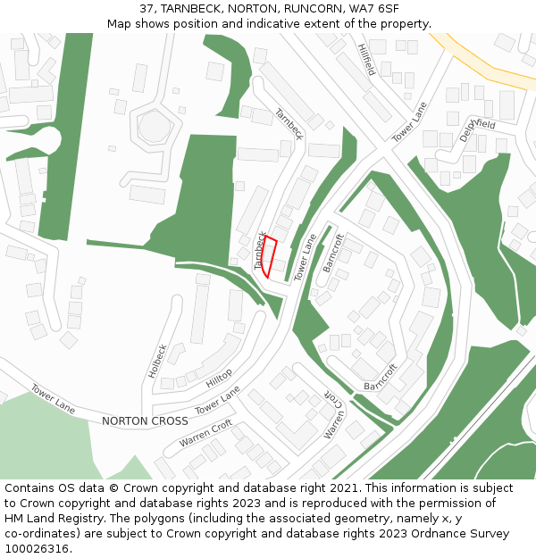 37, TARNBECK, NORTON, RUNCORN, WA7 6SF: Location map and indicative extent of plot