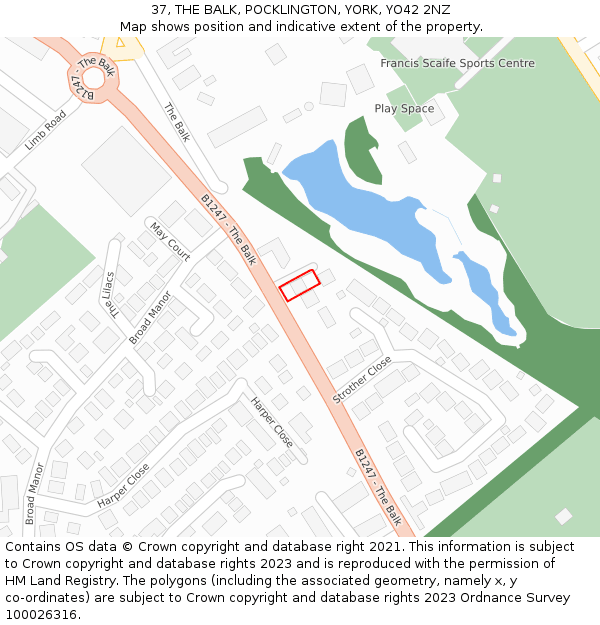37, THE BALK, POCKLINGTON, YORK, YO42 2NZ: Location map and indicative extent of plot