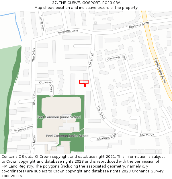 37, THE CURVE, GOSPORT, PO13 0RA: Location map and indicative extent of plot