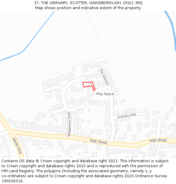 37, THE GRANARY, SCOTTER, GAINSBOROUGH, DN21 3RQ: Location map and indicative extent of plot