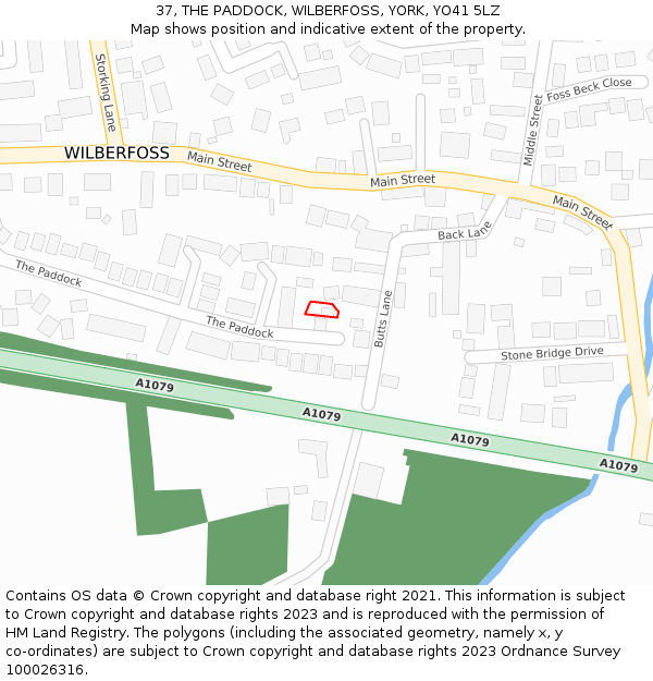 37, THE PADDOCK, WILBERFOSS, YORK, YO41 5LZ: Location map and indicative extent of plot