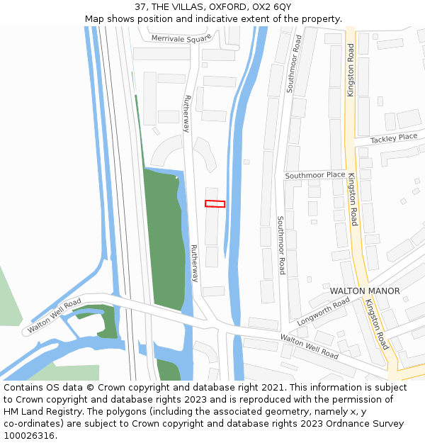 37, THE VILLAS, OXFORD, OX2 6QY: Location map and indicative extent of plot