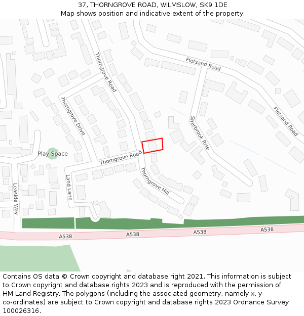 37, THORNGROVE ROAD, WILMSLOW, SK9 1DE: Location map and indicative extent of plot