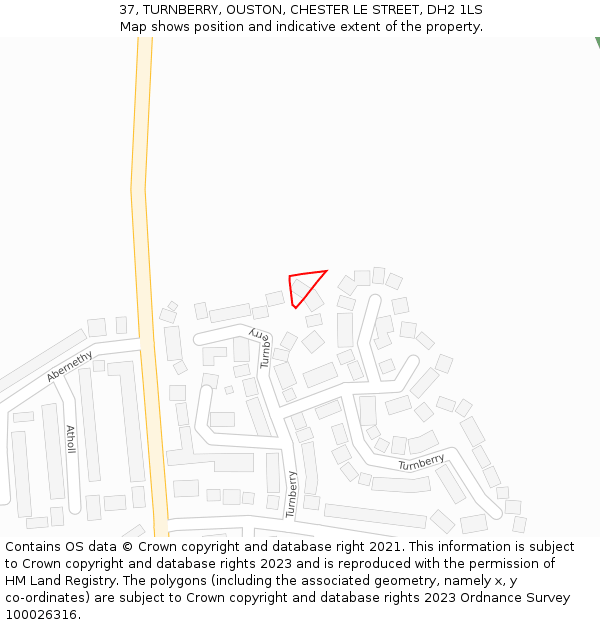 37, TURNBERRY, OUSTON, CHESTER LE STREET, DH2 1LS: Location map and indicative extent of plot