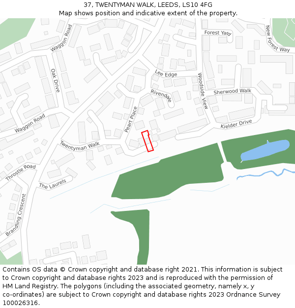 37, TWENTYMAN WALK, LEEDS, LS10 4FG: Location map and indicative extent of plot