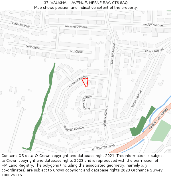 37, VAUXHALL AVENUE, HERNE BAY, CT6 8AQ: Location map and indicative extent of plot