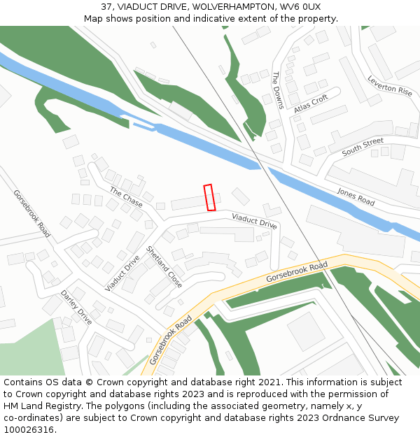 37, VIADUCT DRIVE, WOLVERHAMPTON, WV6 0UX: Location map and indicative extent of plot