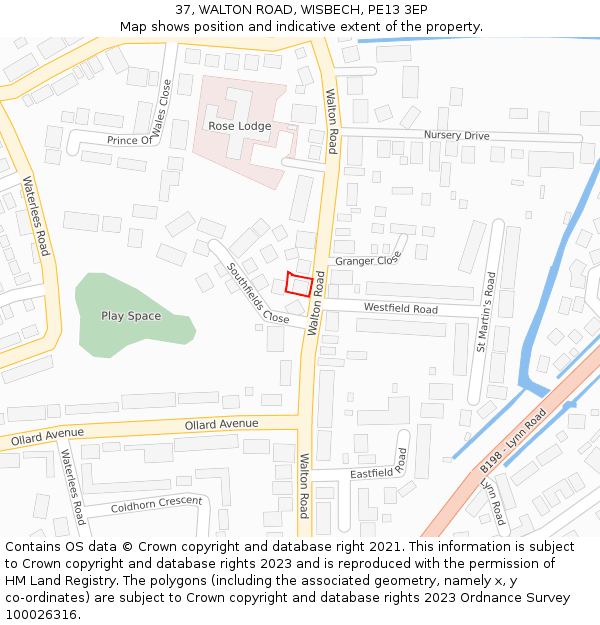 37, WALTON ROAD, WISBECH, PE13 3EP: Location map and indicative extent of plot